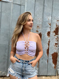 Lace Up Halter Crop