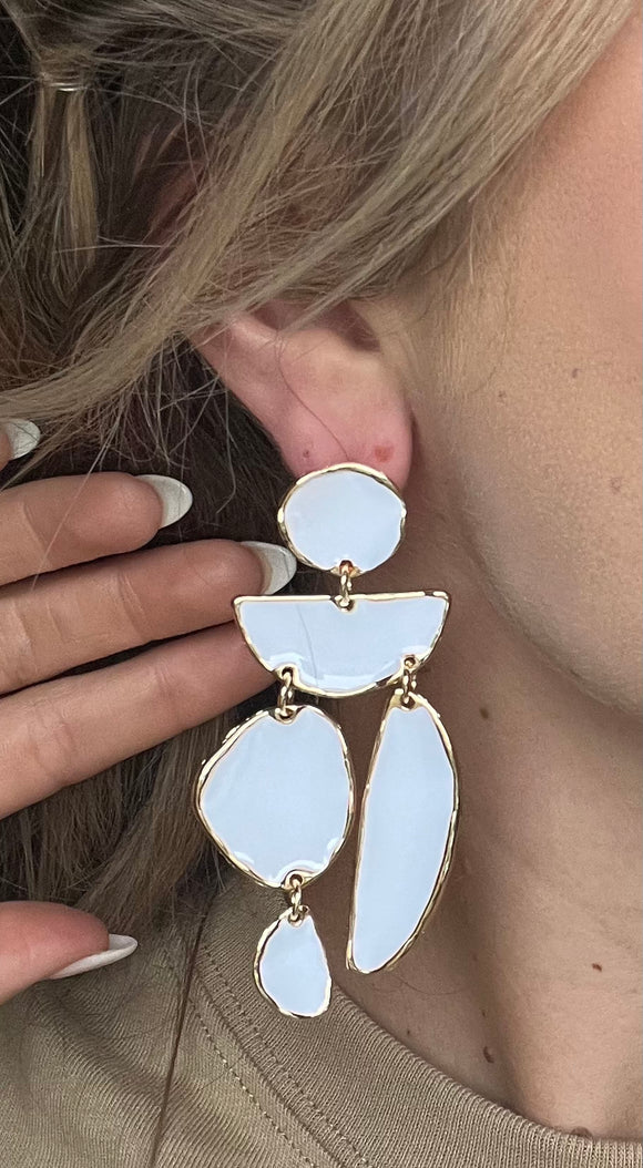 White & Gold Earrings