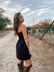 Button down strapless dress