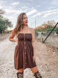 Button down strapless dress