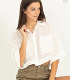 Short Sleeve Cropped Button Down