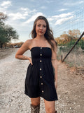Button down strapless dress