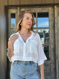 Short Sleeve Cropped Button Down