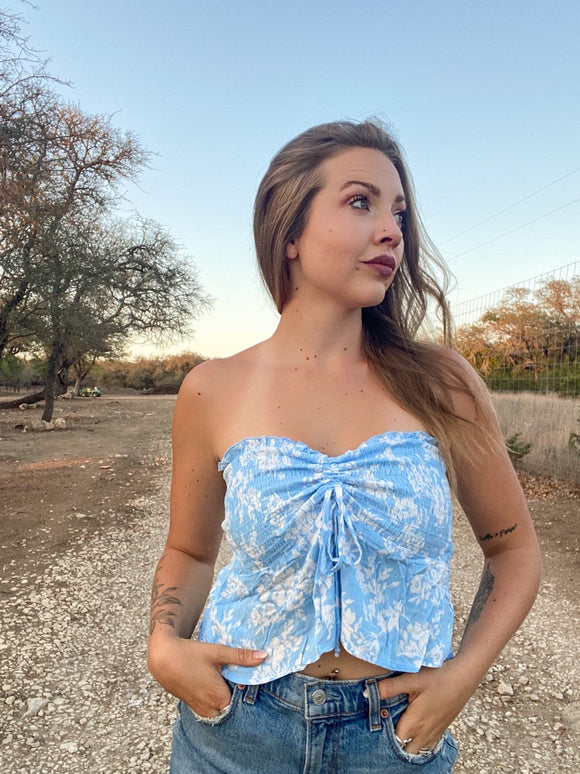 Strapless floral top