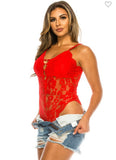 Fire engine red bodysuit